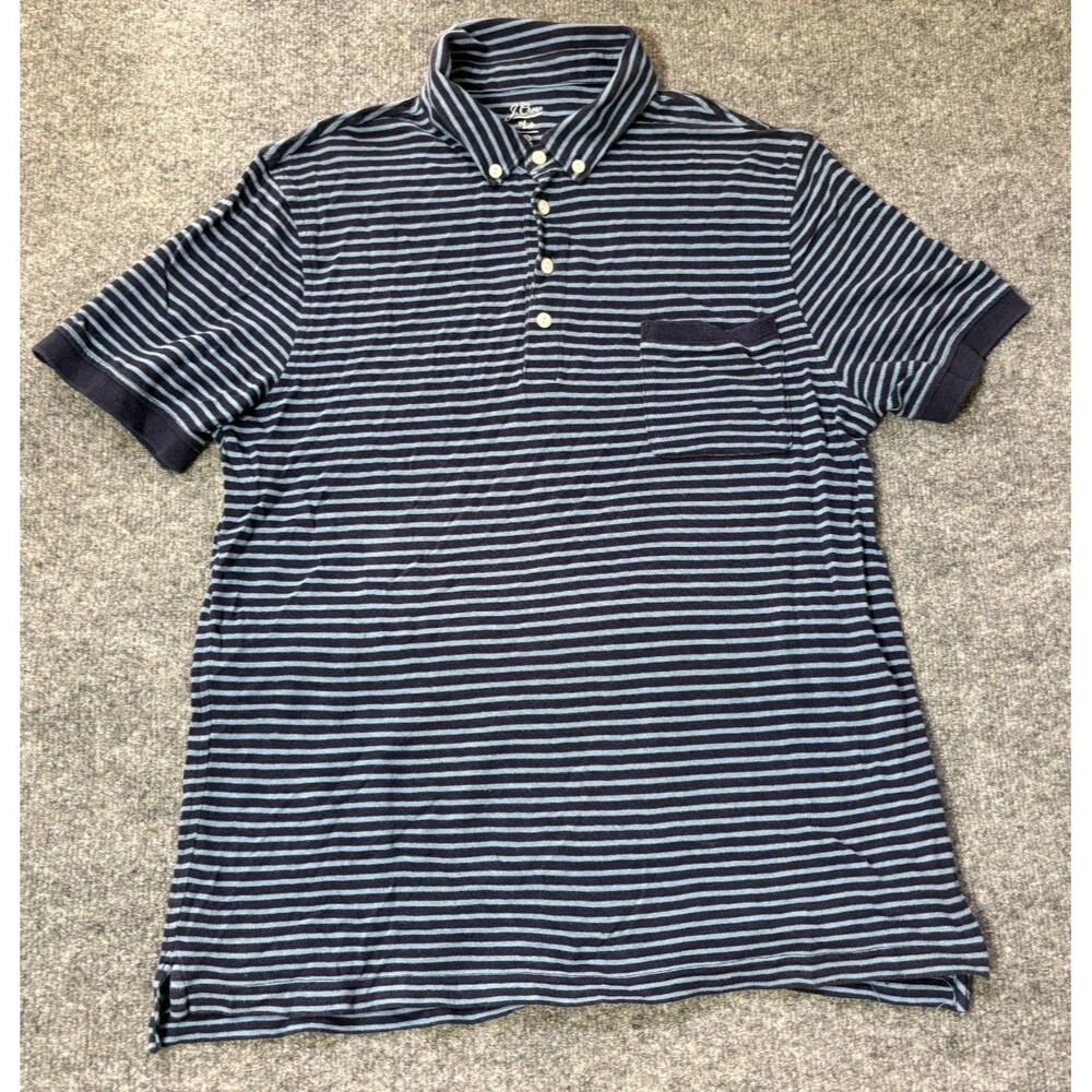 J. Crew Polo Shirt Mens Large Blue Striped